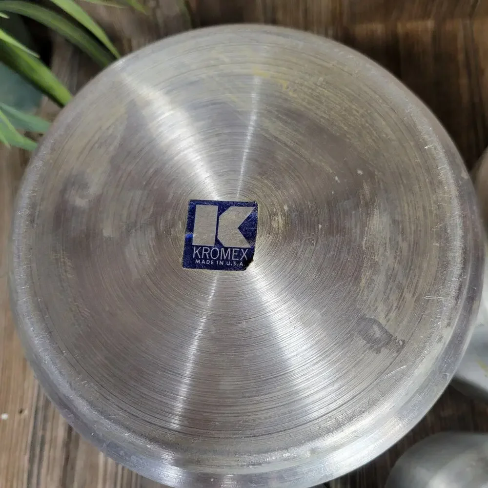 Vintage Kromex Canisters Spun Aluminum, Flour Sugar Coffee Tea MCM Set of 4